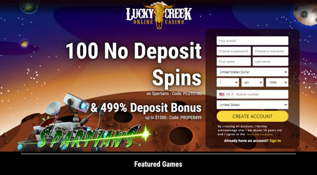 Lucky Creek Casino No deposit Bonus Codes 100 Free Spins